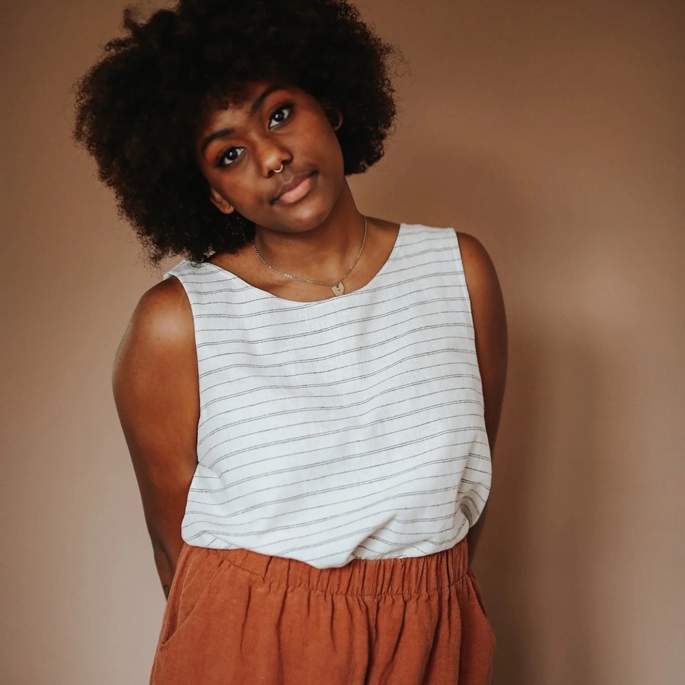 Uniform Handmade | The Tank Buttercream Stripe Size XL Hemp Cotton